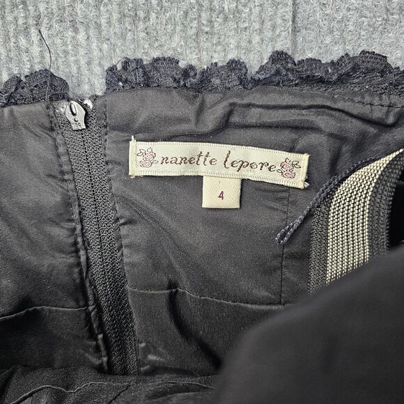 Nanette Lepore Top Womens 4 Velvet Corset Lace Trim Strapless Bustier Gothic - Picture 4 of 6